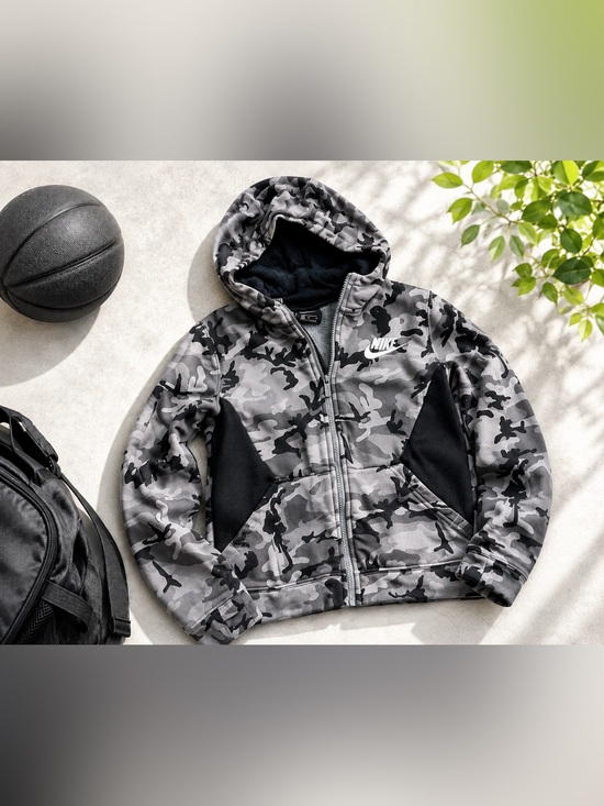 Nike Other - Nike Boys Gray Black Camo Full Zip Hoodie Sweatshirt Fleece Lined